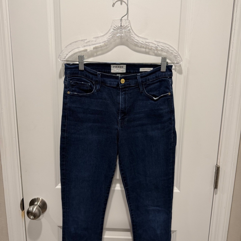 FRAME Womens Le Skinny de Jeanne Tulip Hem‎ Dark Blue Jeans Size 30